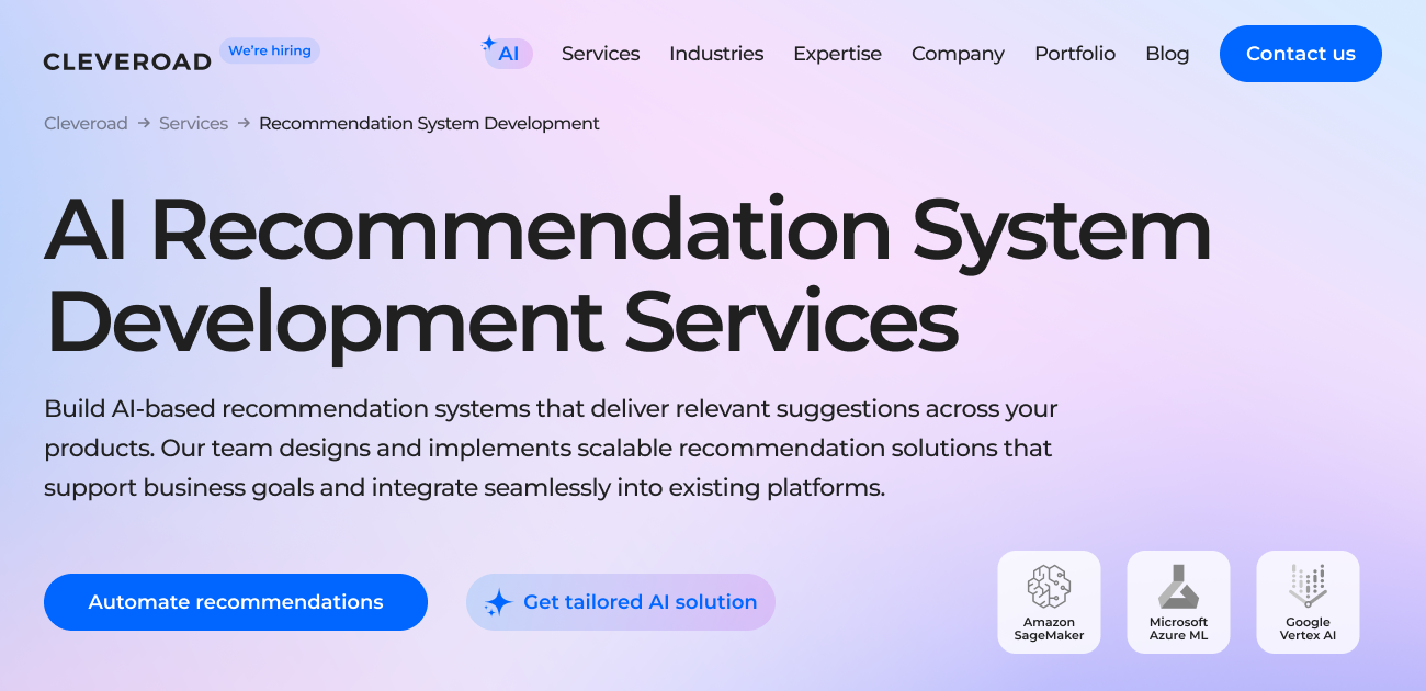 AI Recommendation System Development Services | Cleveroad