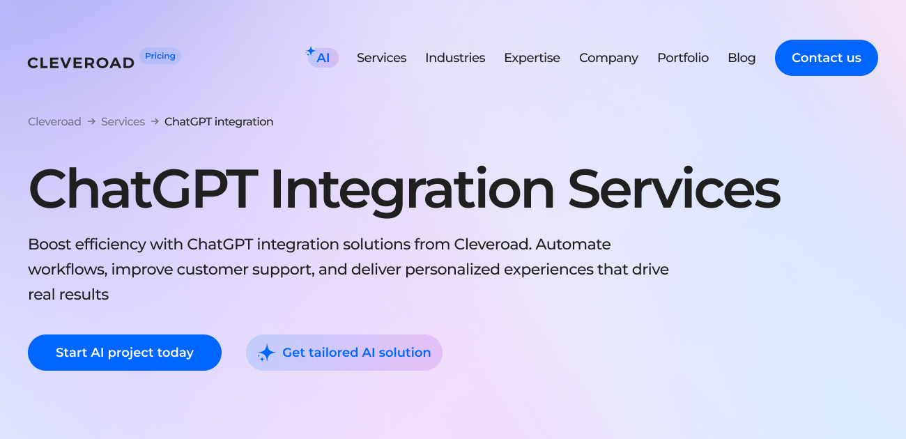 Custom ChatGPT Integration Services for Business | Cleveroad