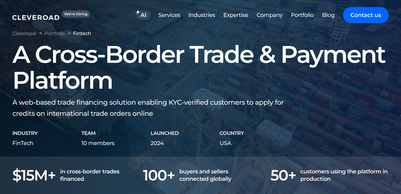 Cleveroad’s Success Story: Web-Based Trade Financing Solution