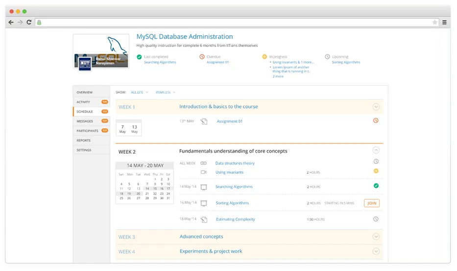 WizIQ interface.
