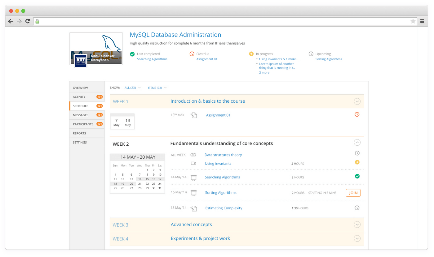 WizIQ interface.