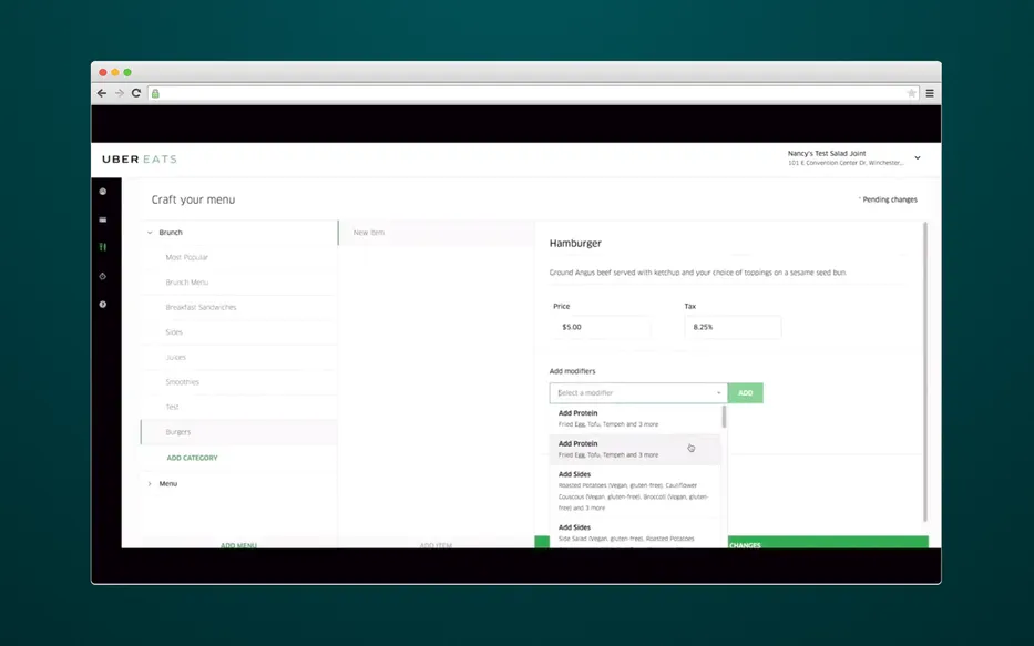 How eateries add menu via UberEats admin panel