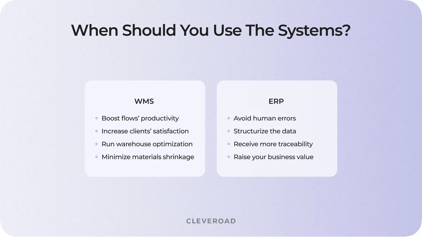 Use cases of WMS and ERP