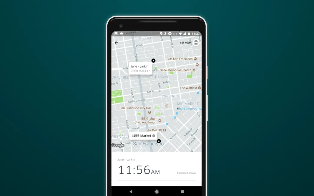 Customers track couriers via the app