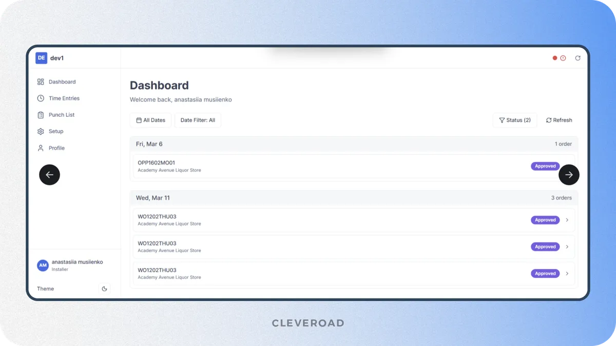 Field Service mobile app work order view