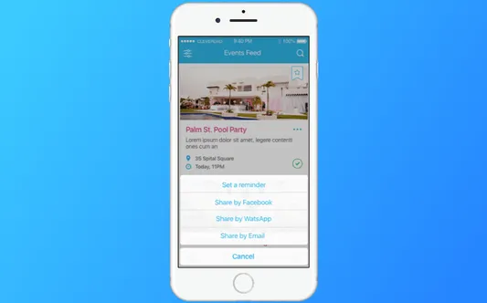 Options to choose in the app