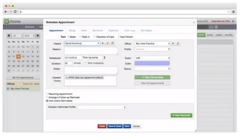 DrChrono interface
