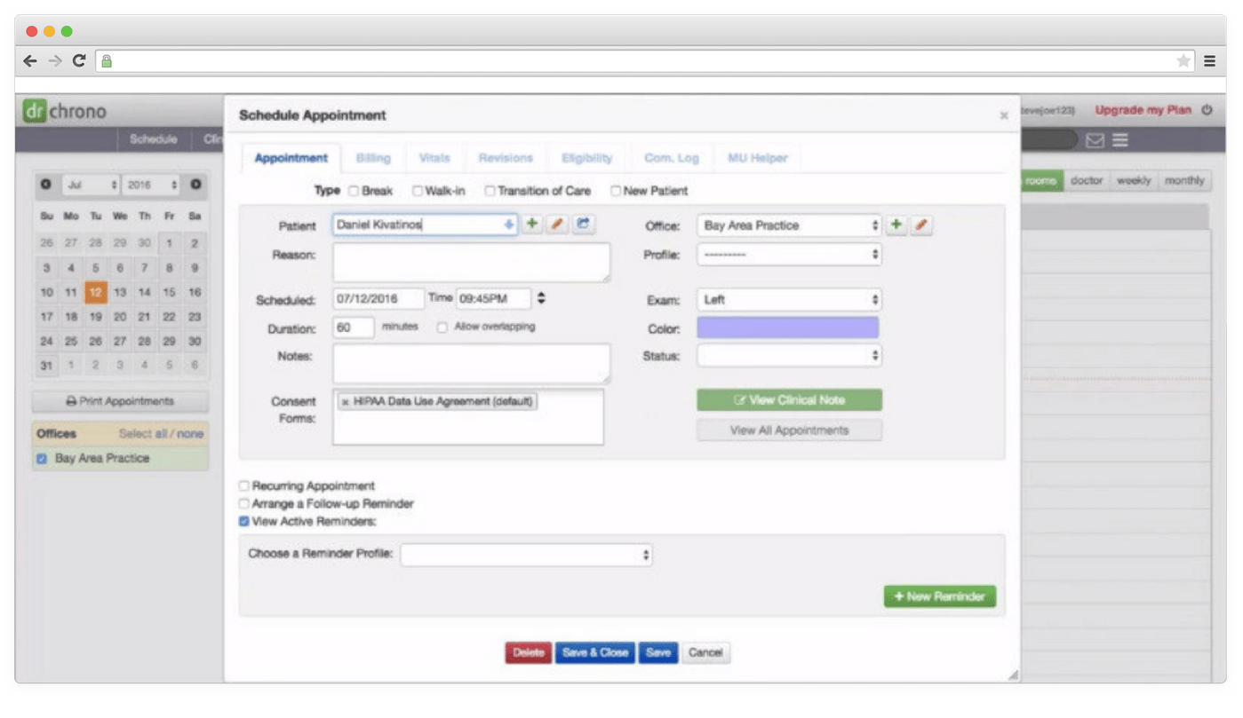 DrChrono interface