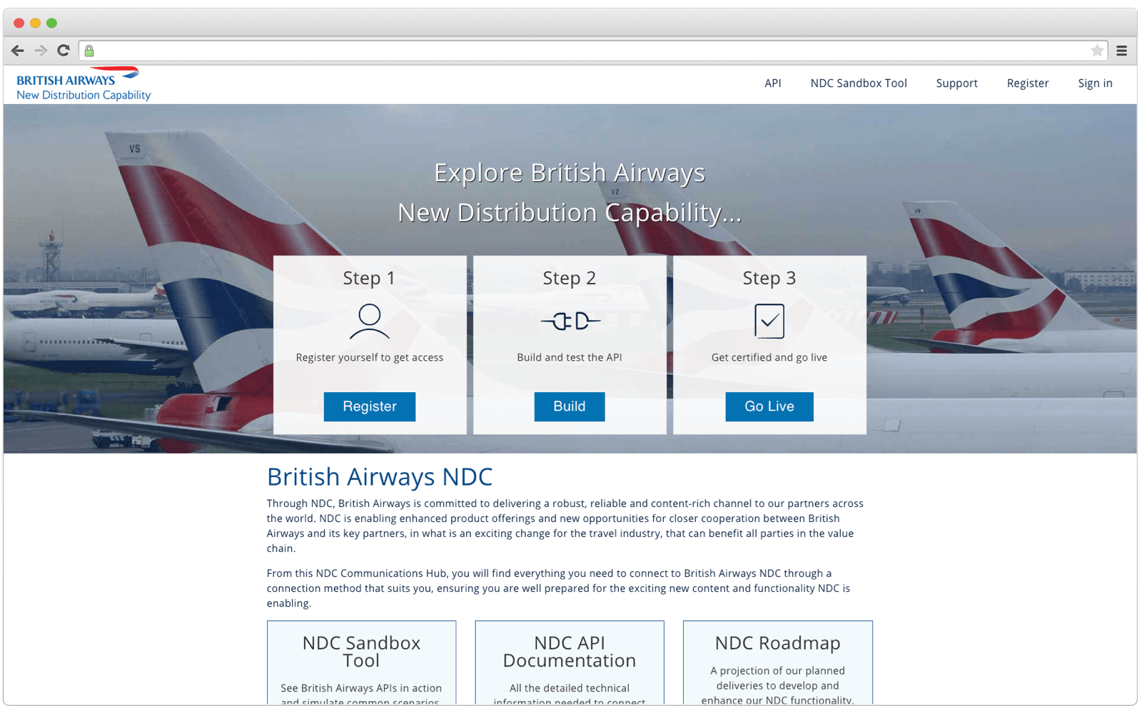 British Airways NDC website