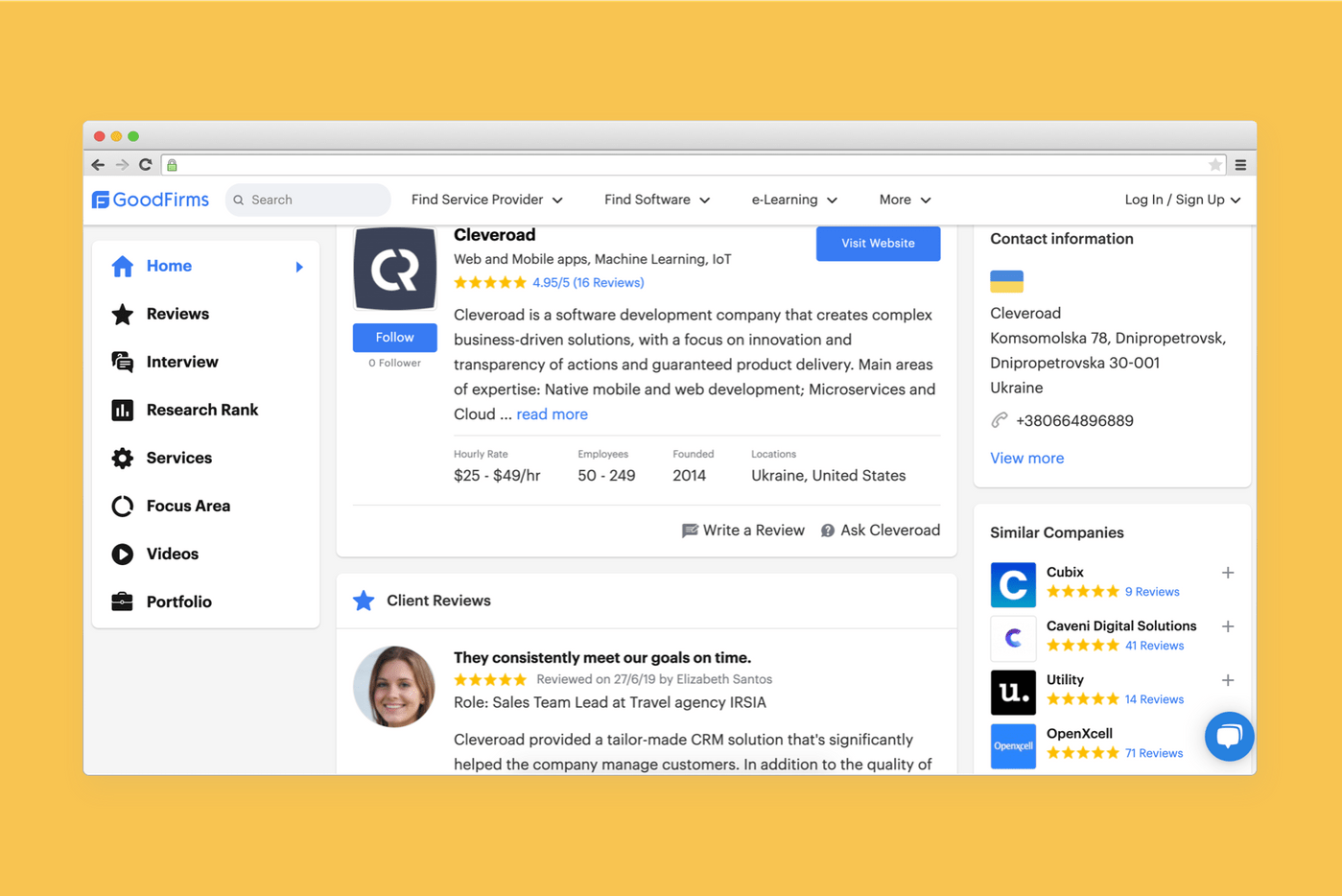 GoodFirms for hiring dedicated software developmnent services