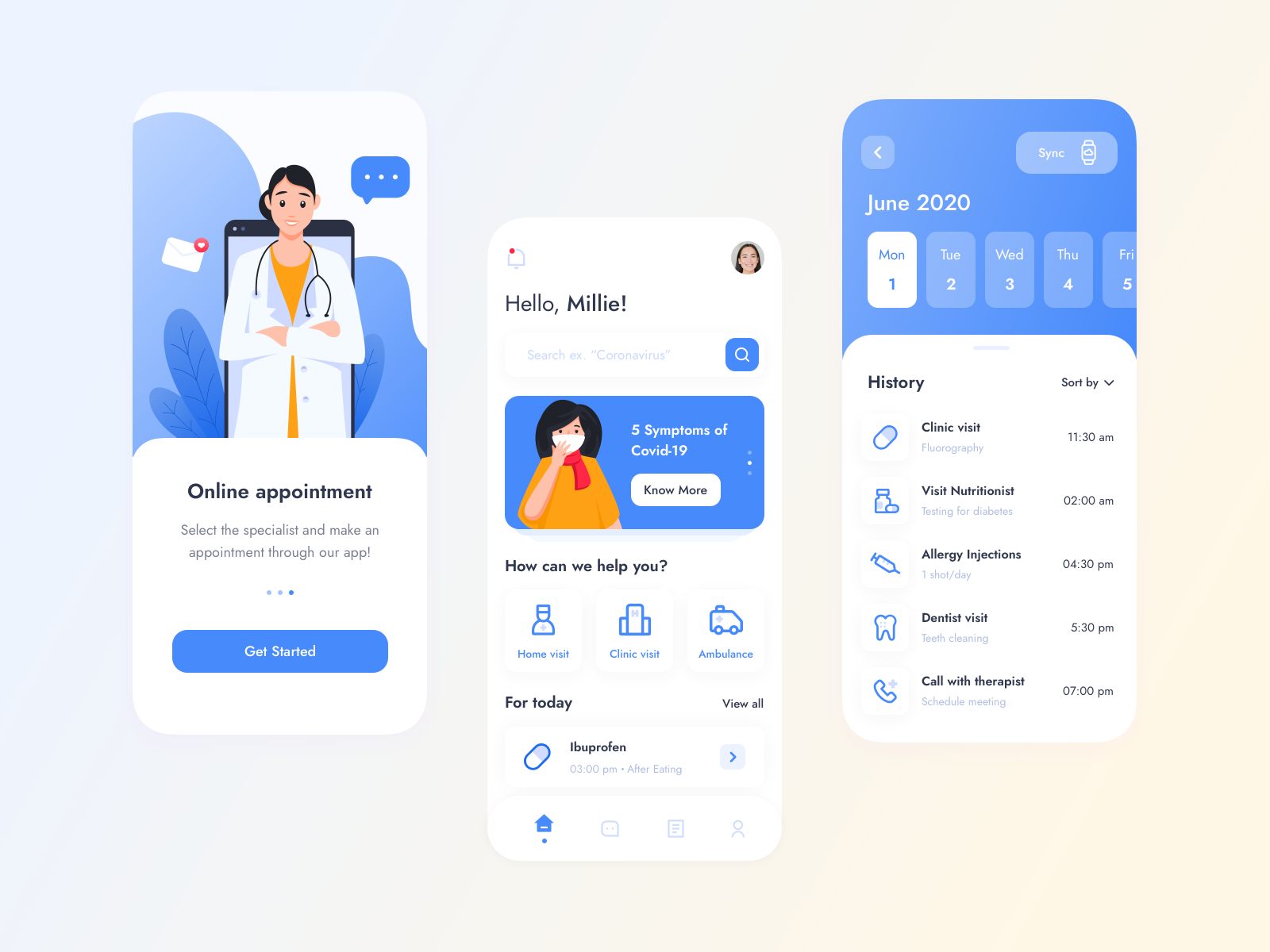 Telehealth app profile screen