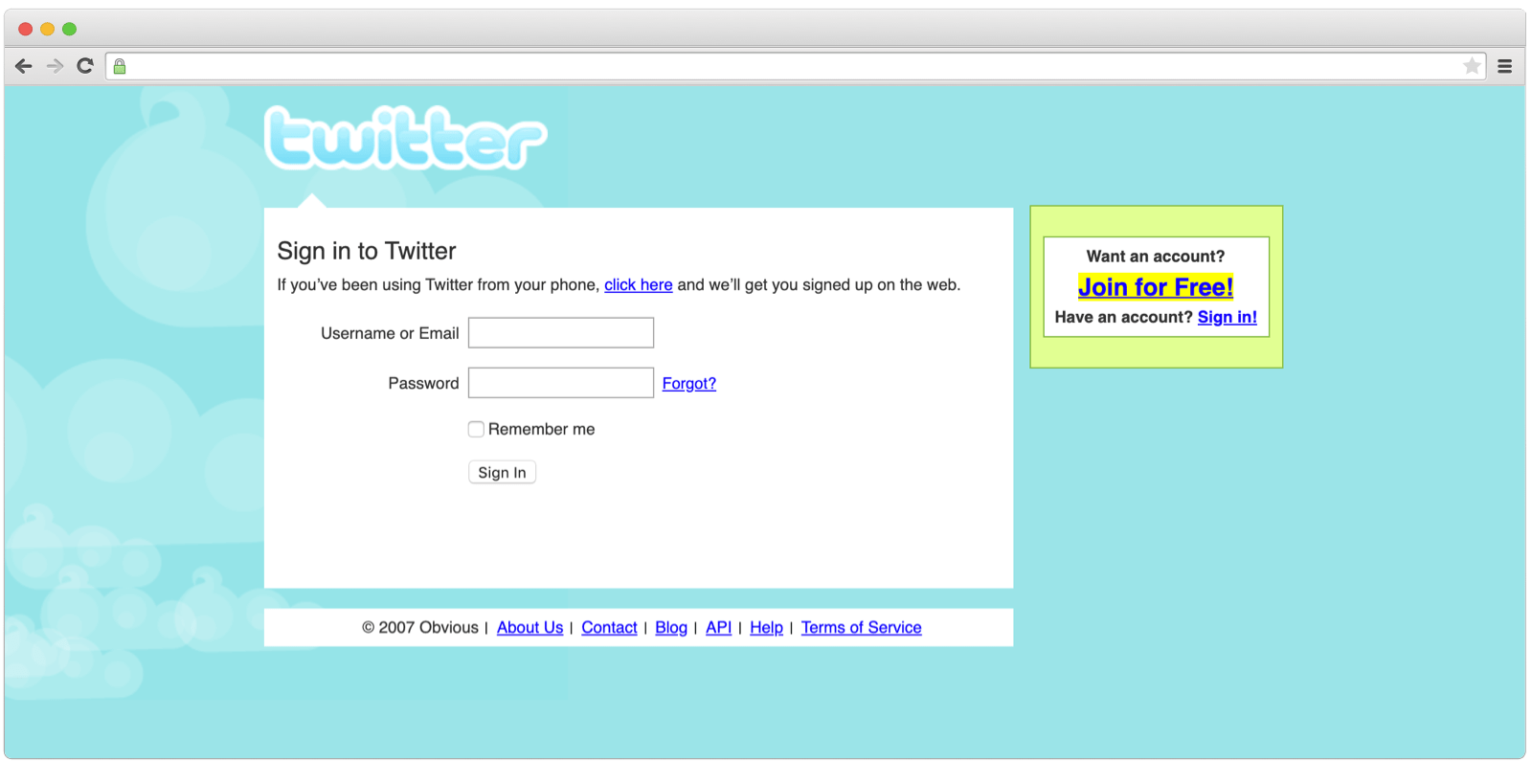 Twitter first landing