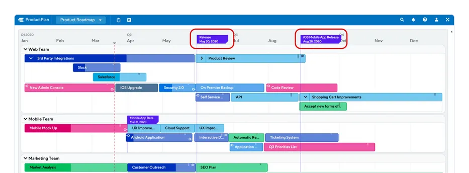 Milestones on a roadmap