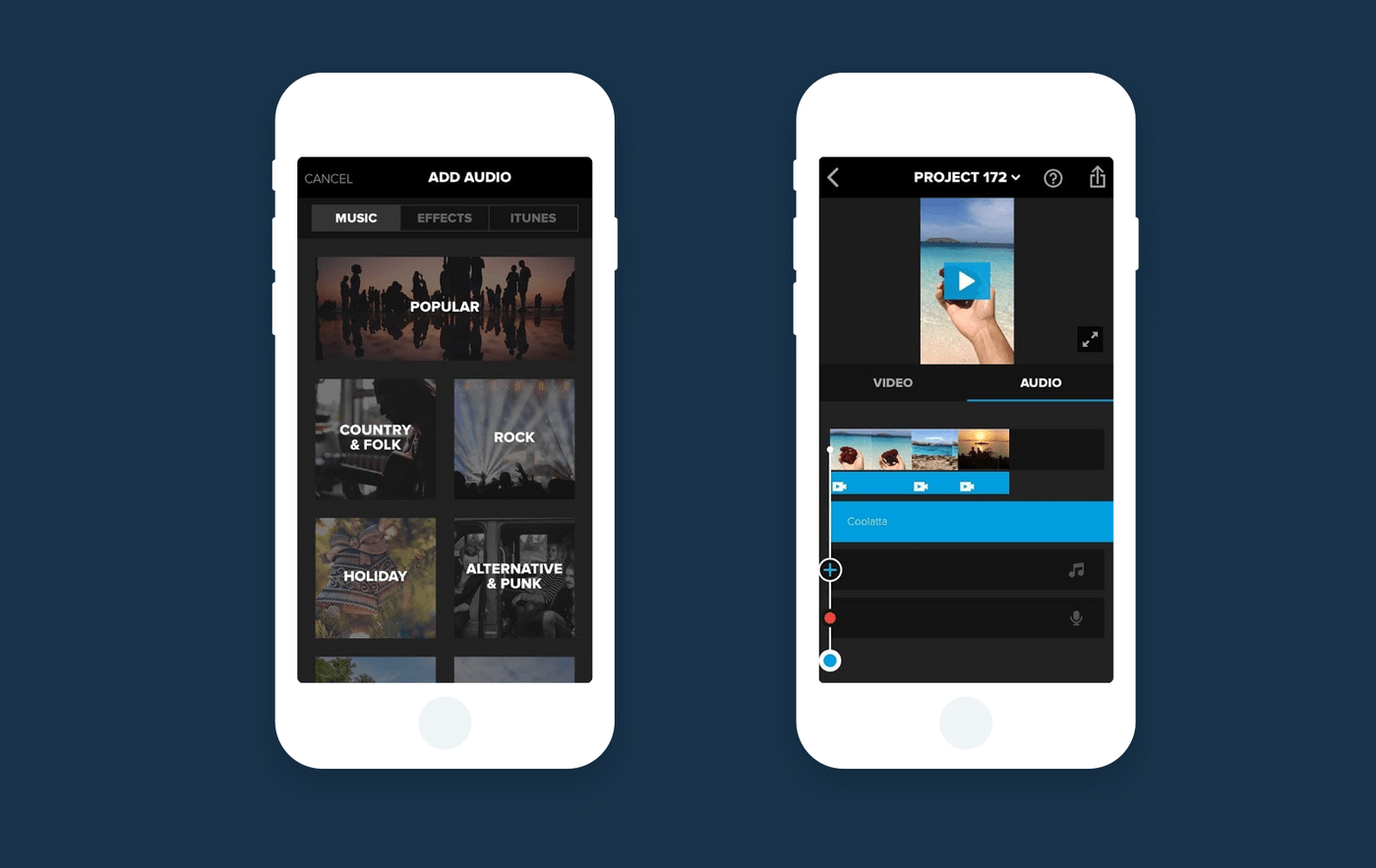 Adding music and adjustable timeline in Splice.