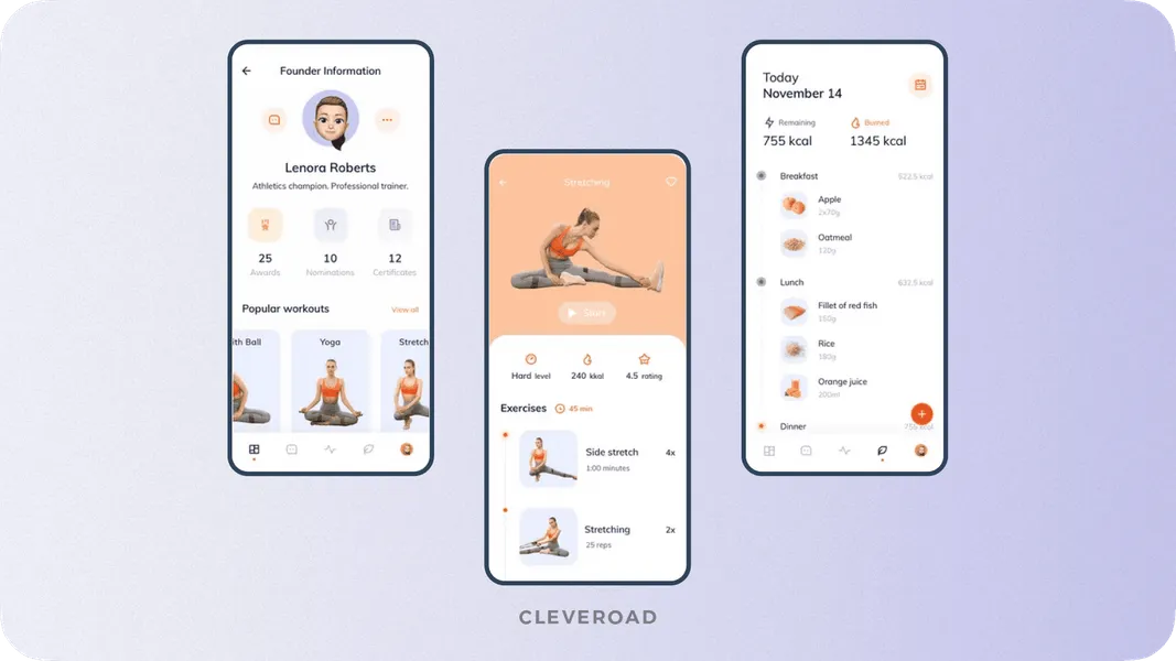 Fitness app design