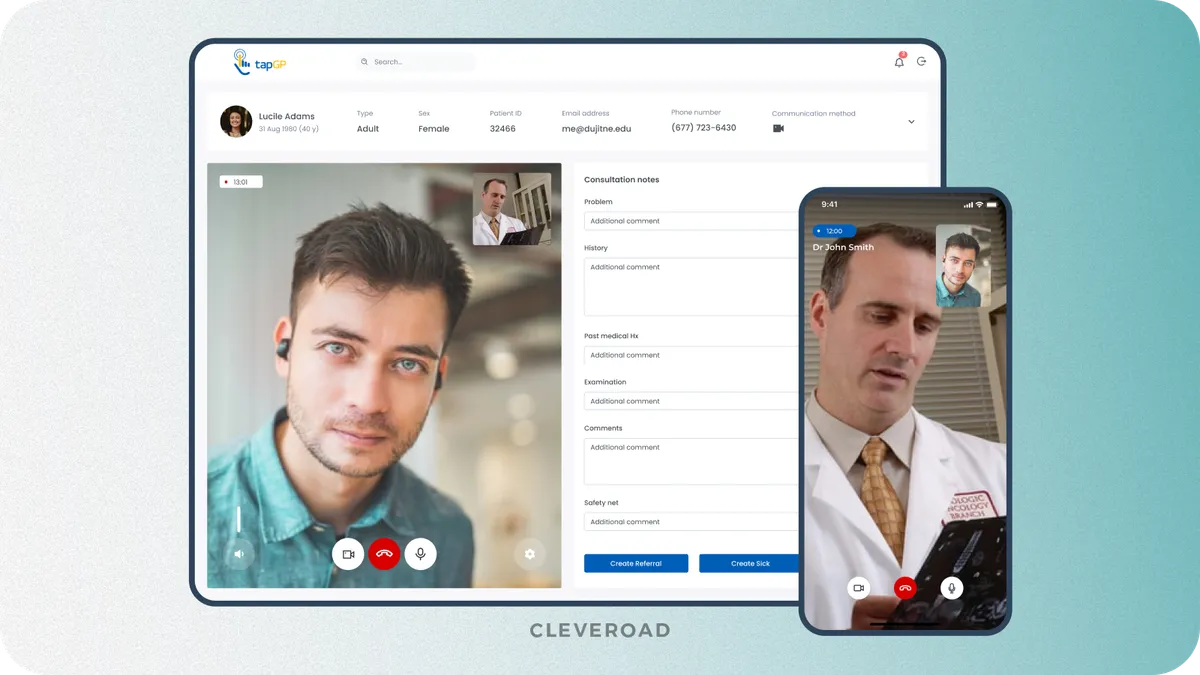 Video calls feature example built by Cleveroad