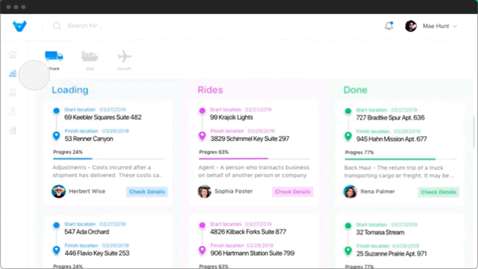 Logistics CRM UI/UX concept by Cleveroad