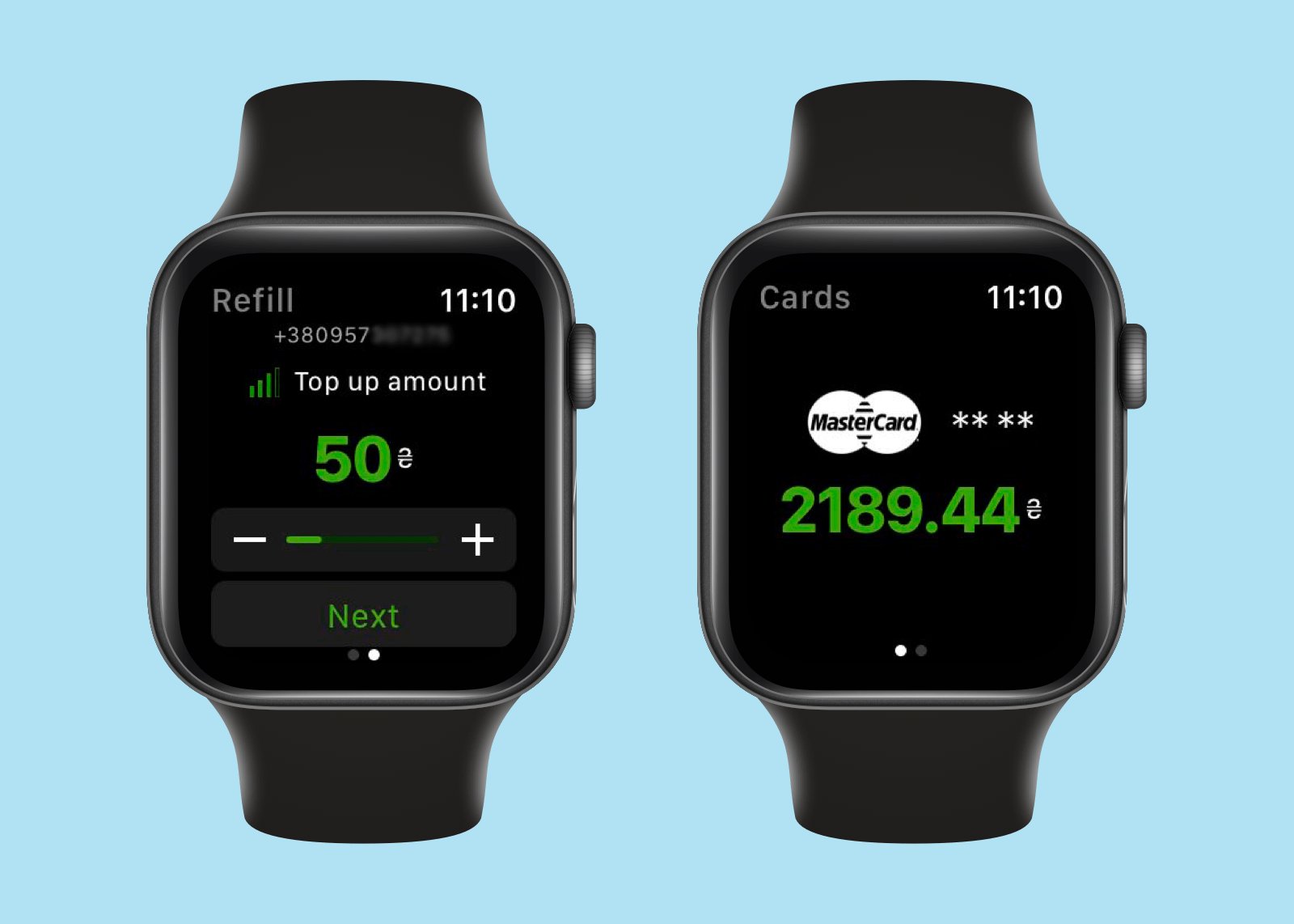 How a banking app may look like on smartwatches