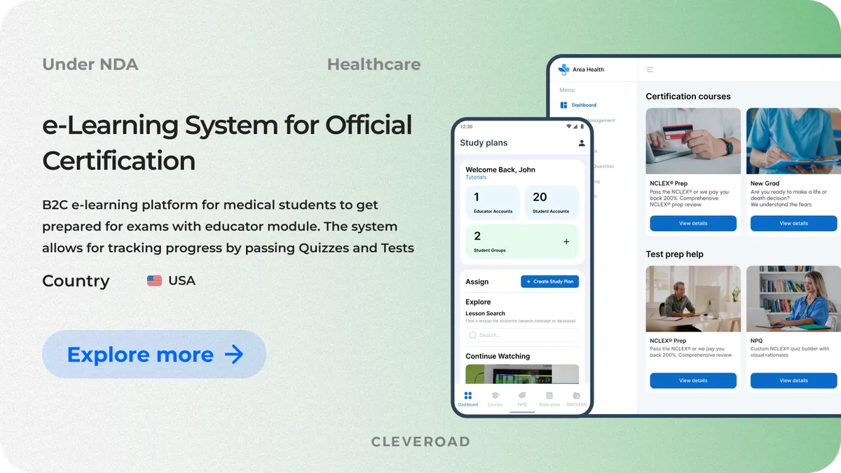 Healthcare learning management system developed by Cleveroad