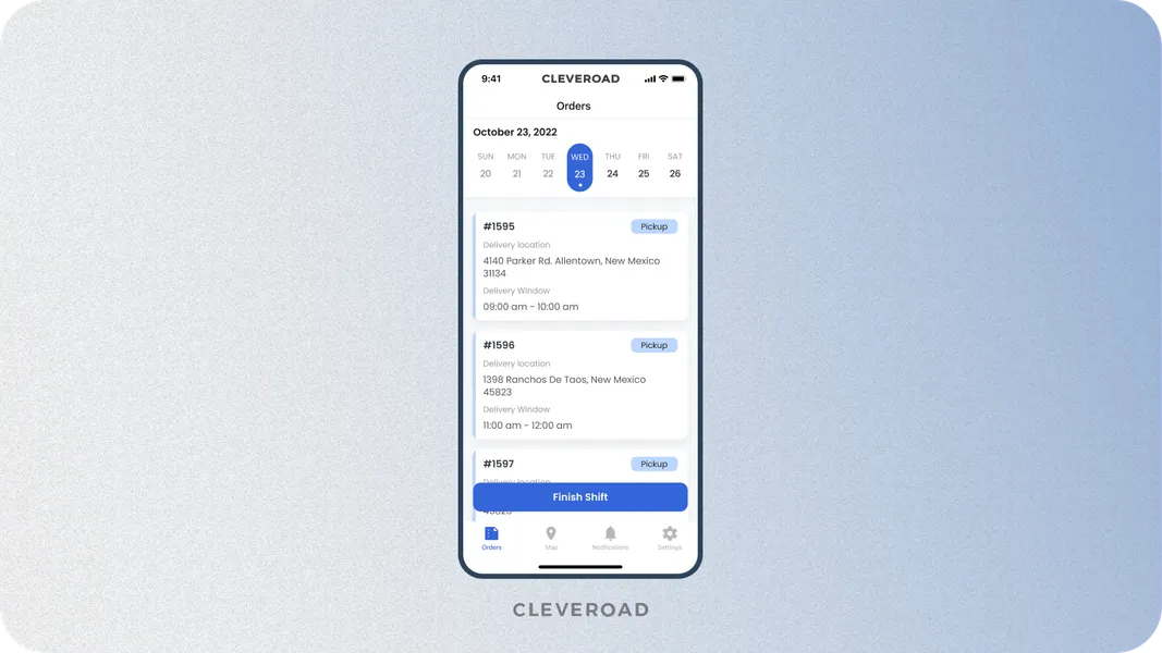 Shipment management functionality built by Cleveroad