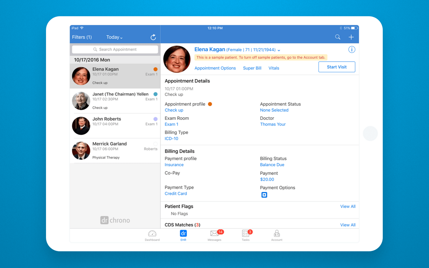 User profile in EHR software