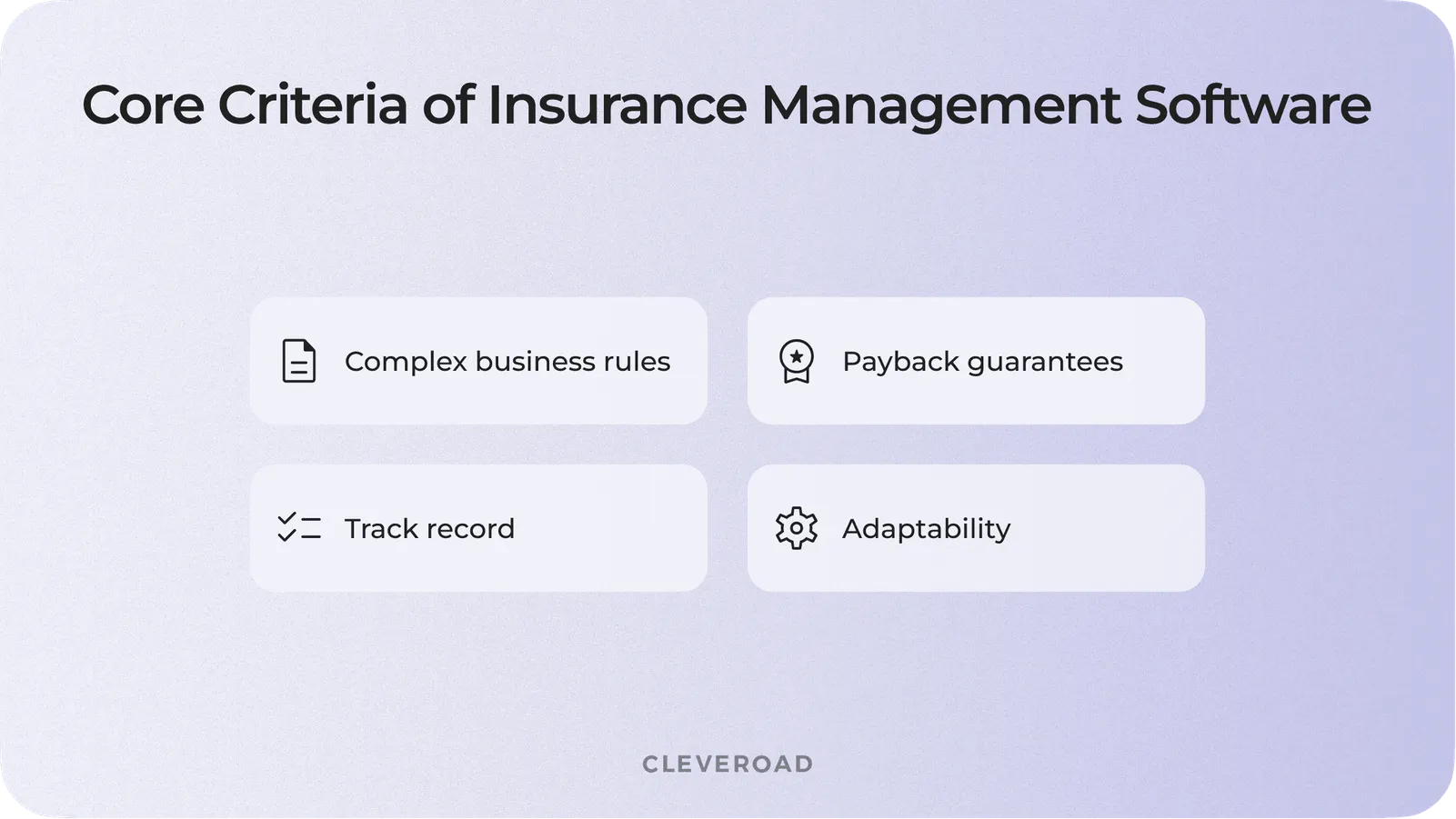 Core criteria of insurance management software