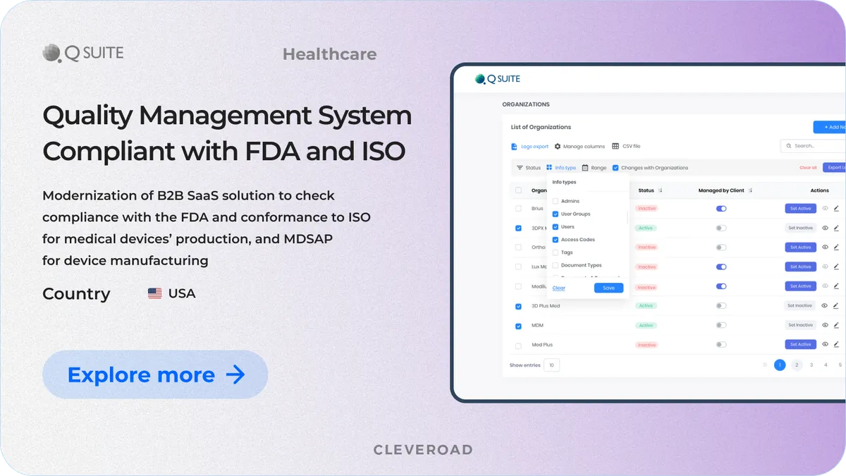 Quality Management System developed by Cleveroad