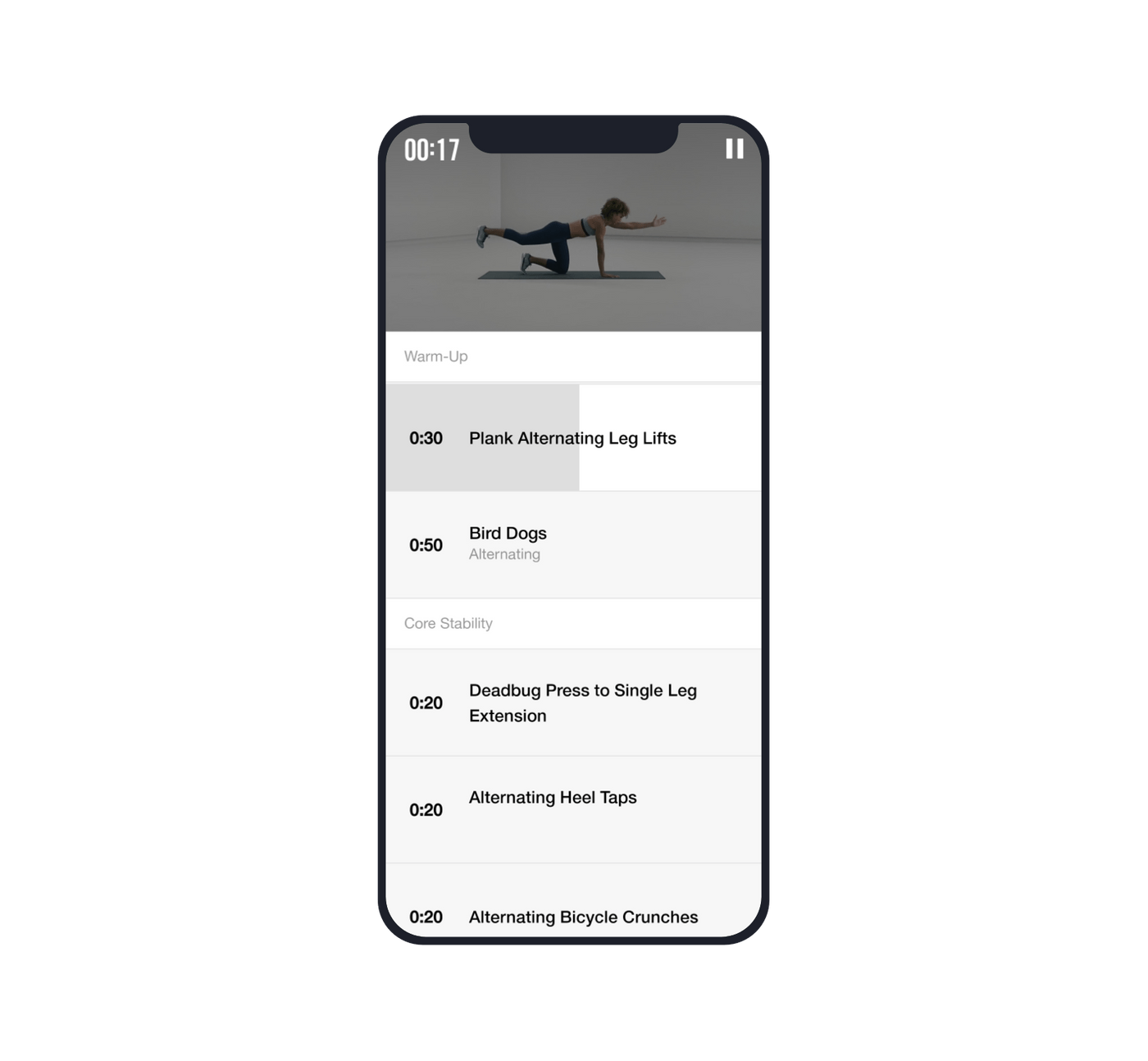Fitness app development: workout menu