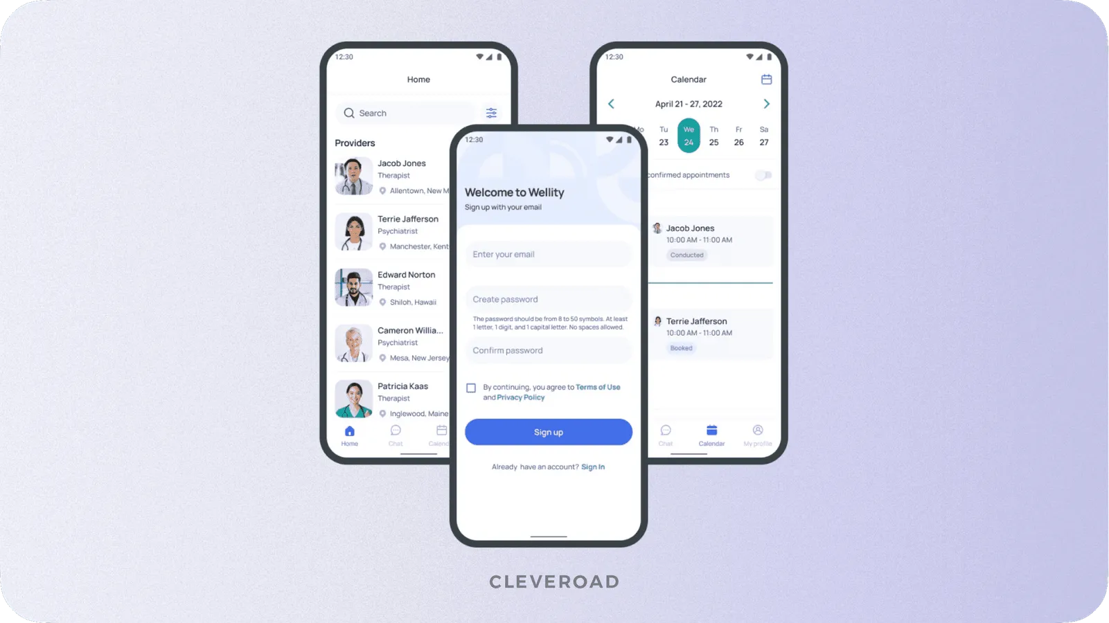 login, doctor search, calendar integration by Cleveroad
