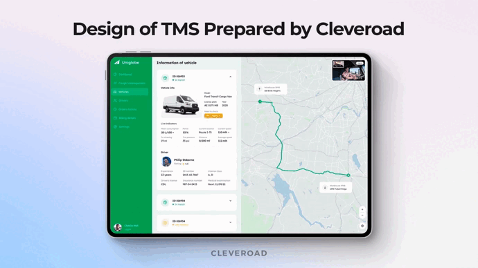 Transportation managment system interface design