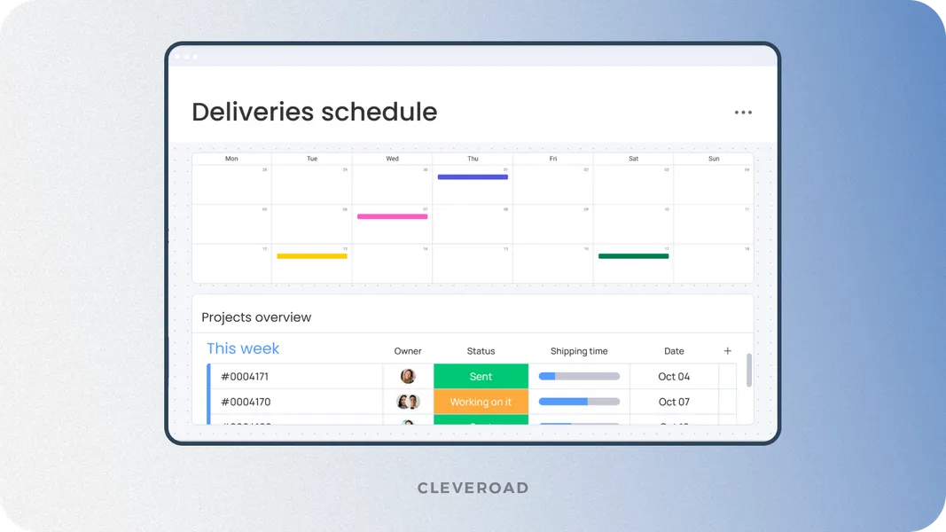 Shipping management feature example