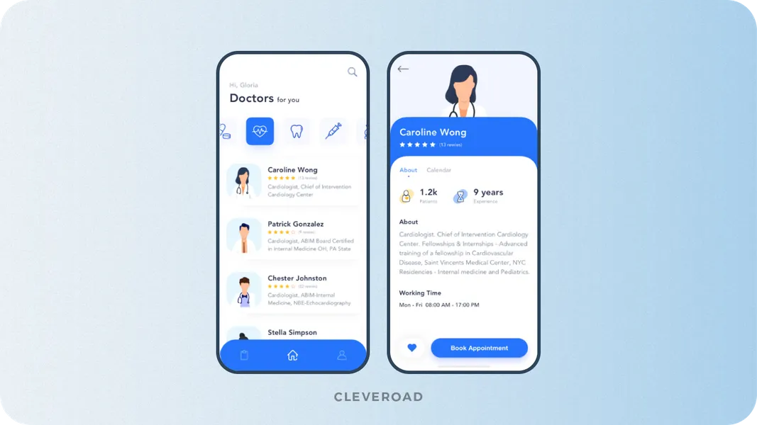 Medical specialists' search feature