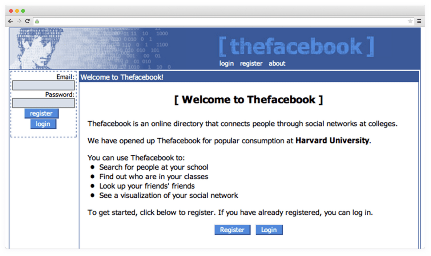 First version of Facebook