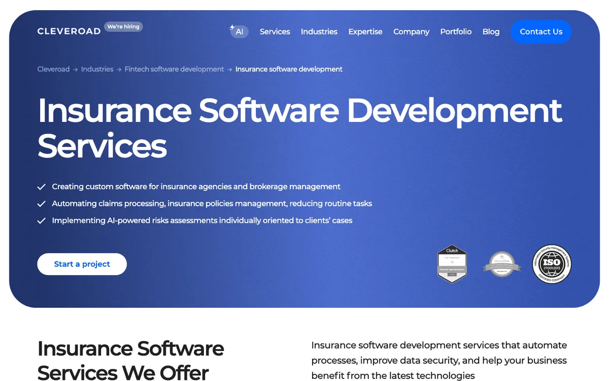 Cleveroad insurance software development company