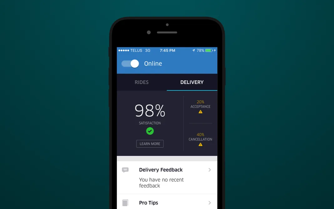 Couriers toggle 'Online' button to start accepting orders