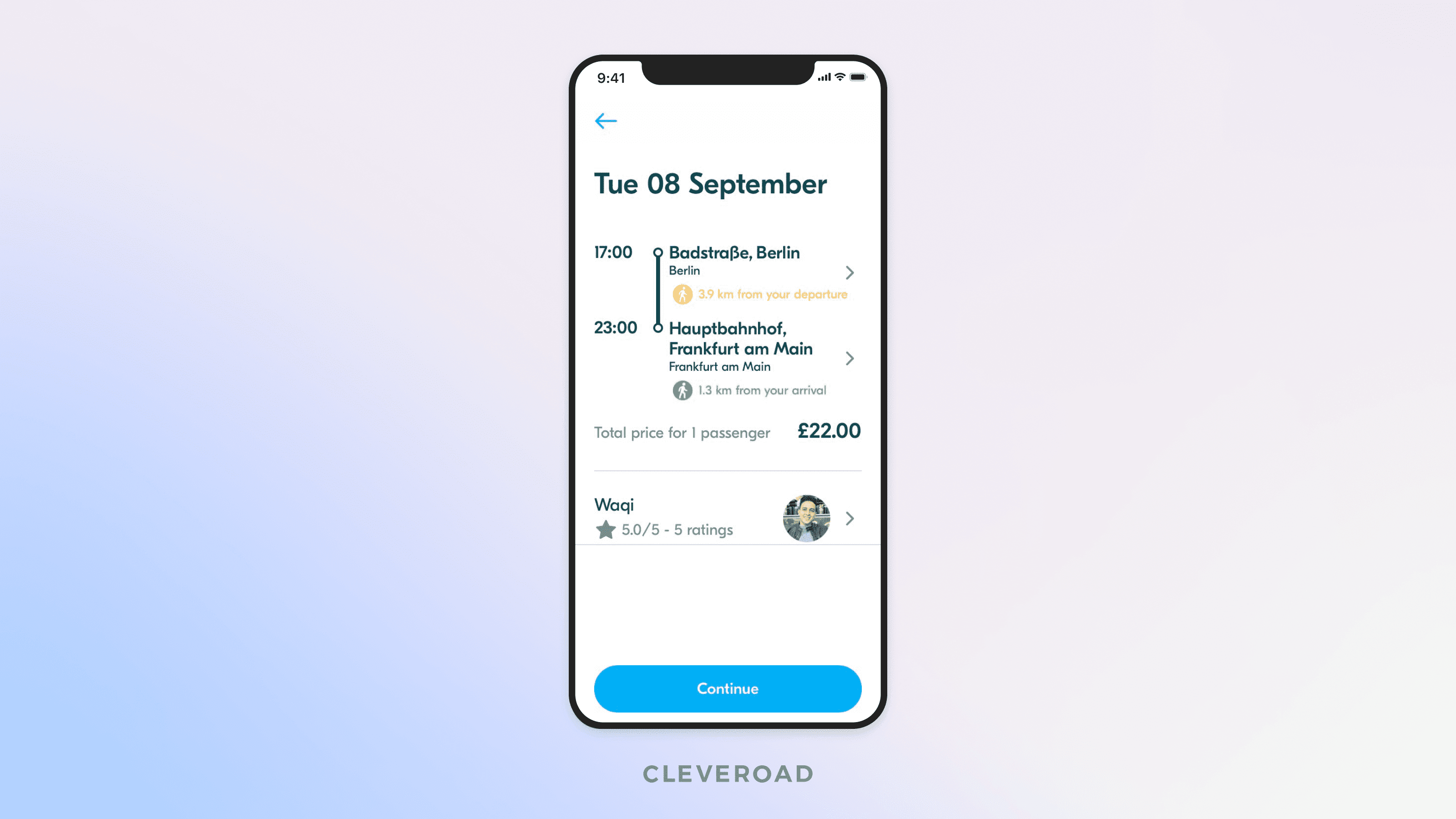 Book a ride in ridesharing app