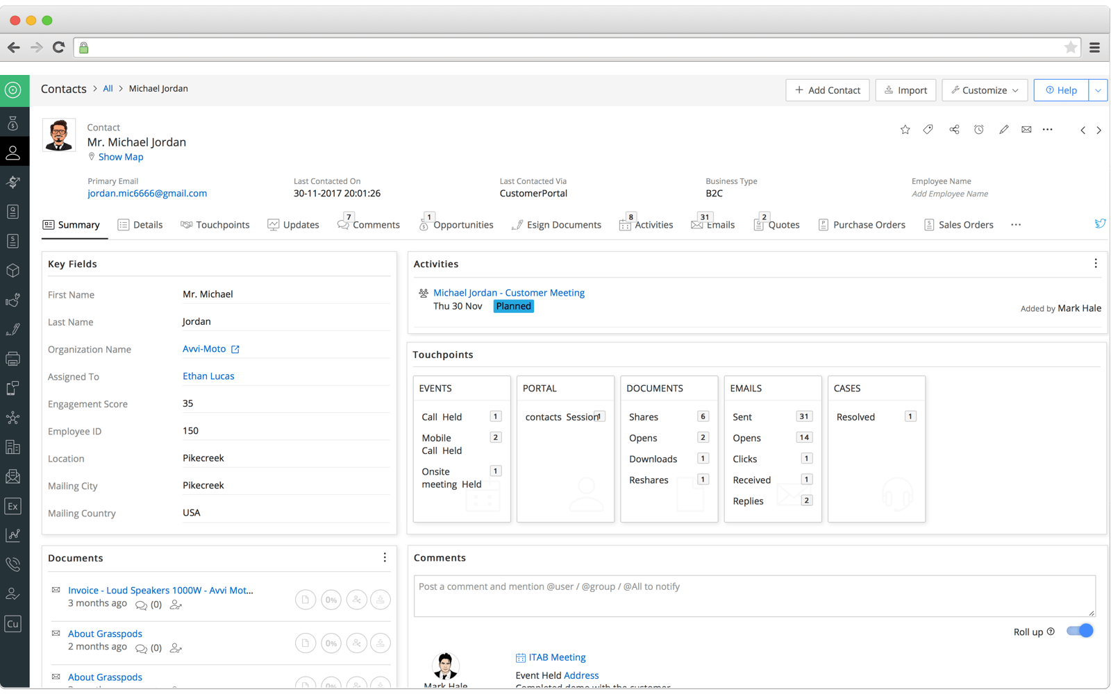How contact management feature in CRM may look like