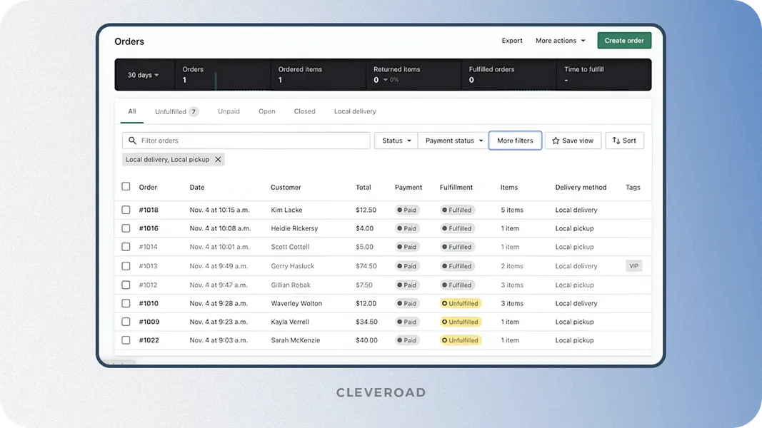 Sales order fulfillment feature