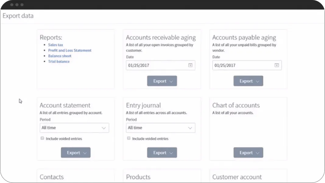 Accounting software reporting feature