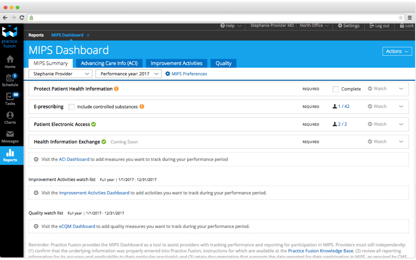 EHR dashboard