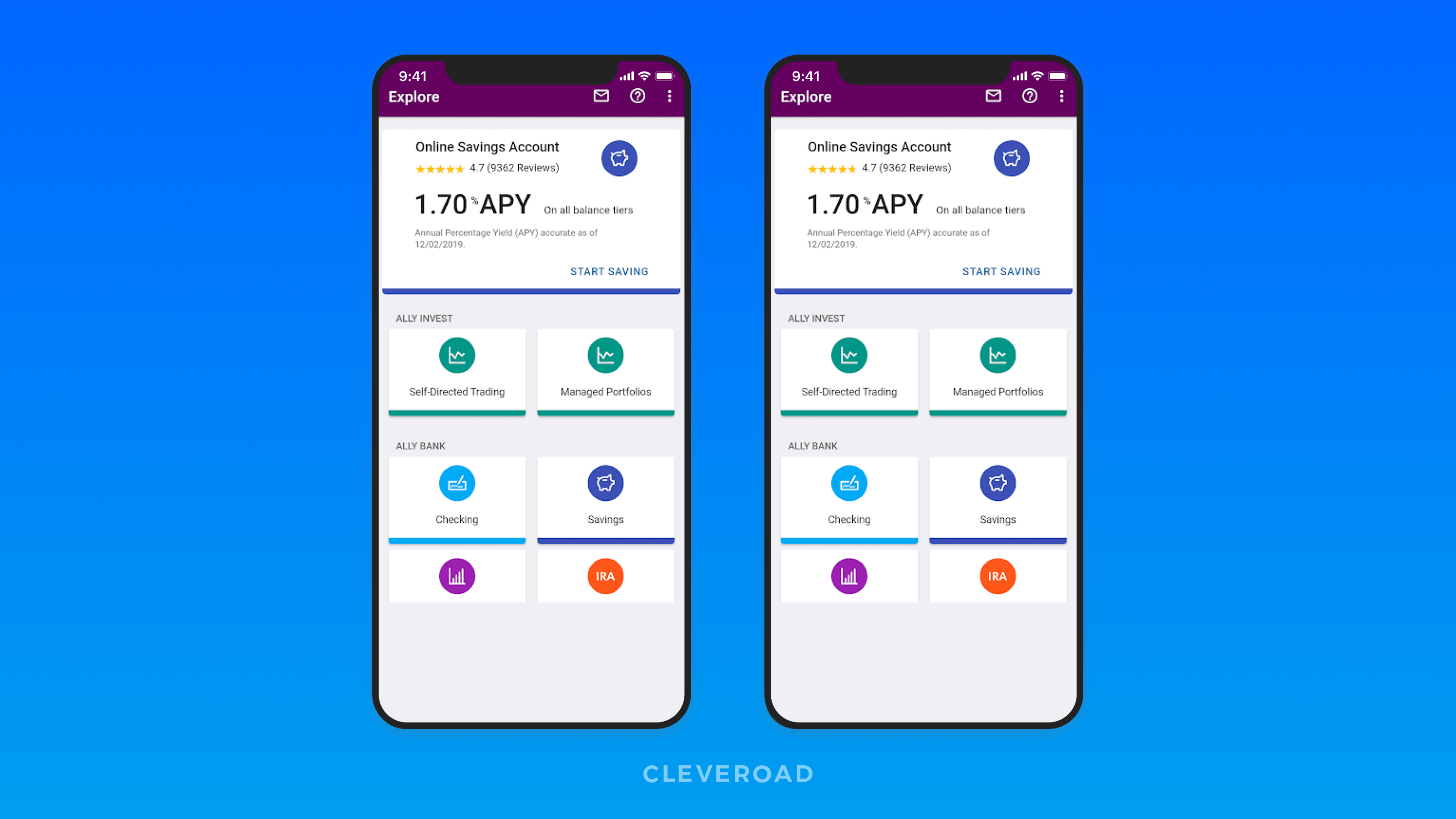 Ally Bank App interface.