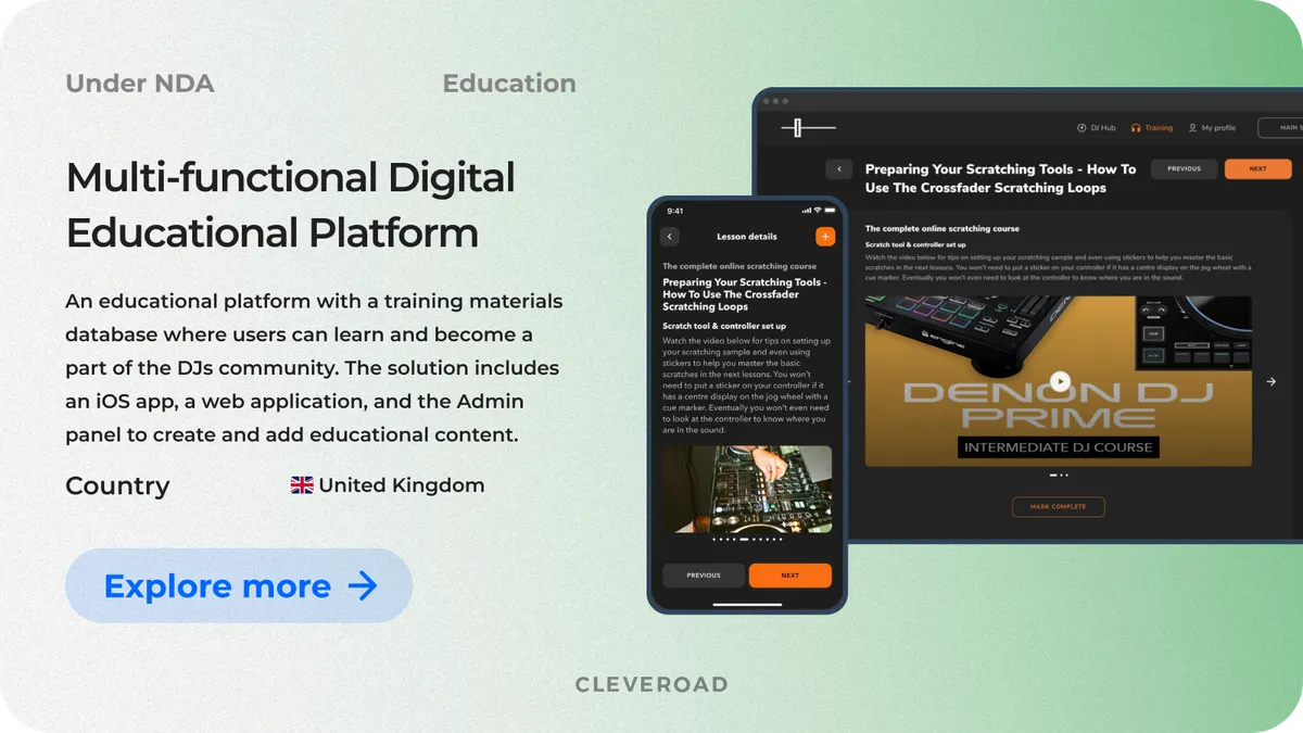 Crossfader DJ training platform built by Cleveroad