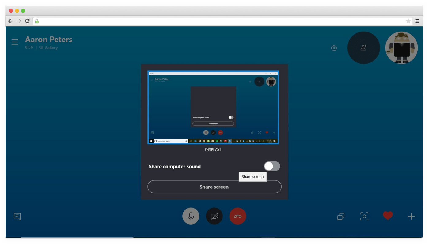 Screen sharing in a live streaming app