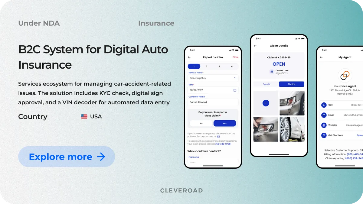 Cleveroad car insurance platform case study
