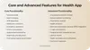 The must-have and the advanced features typically needed for healthcare software development