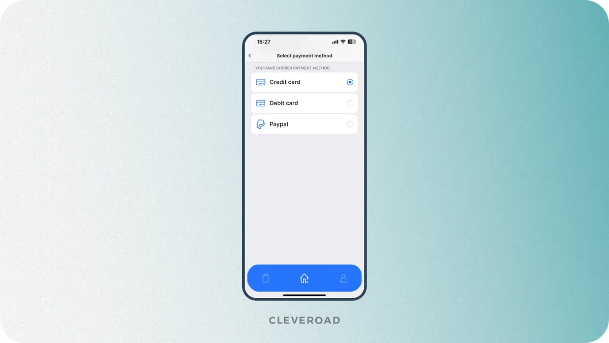 Payment gateway integration example developed by Cleveroad