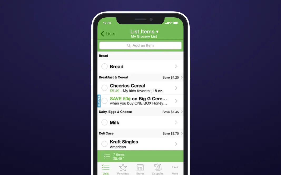 How a grocery list app looks like
