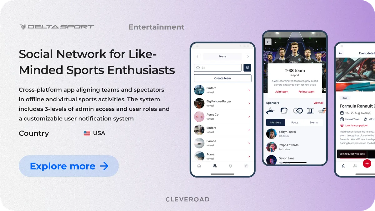 A creator platform for sports events by Cleveroad
