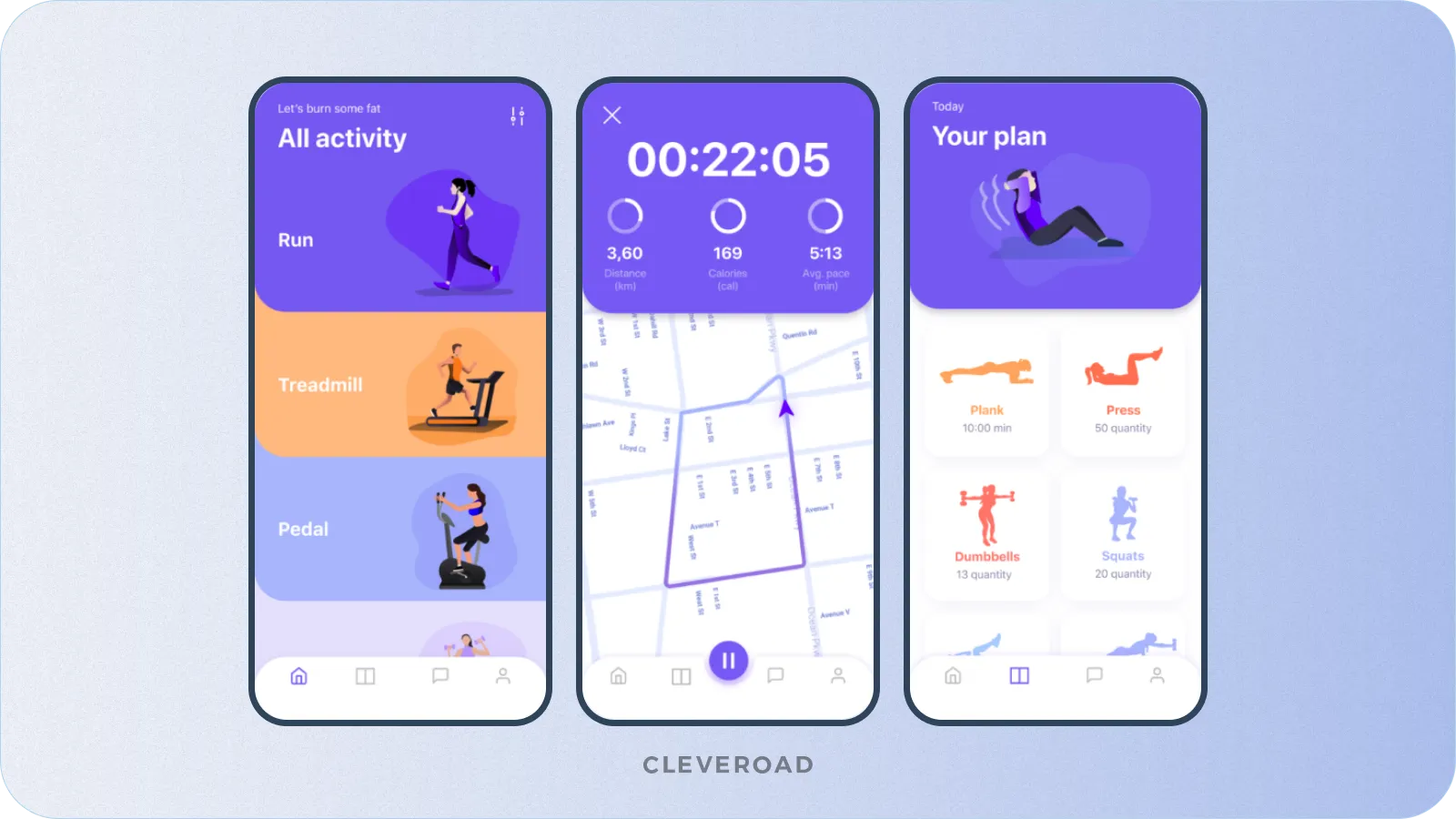 A training app interface from Cleveroad