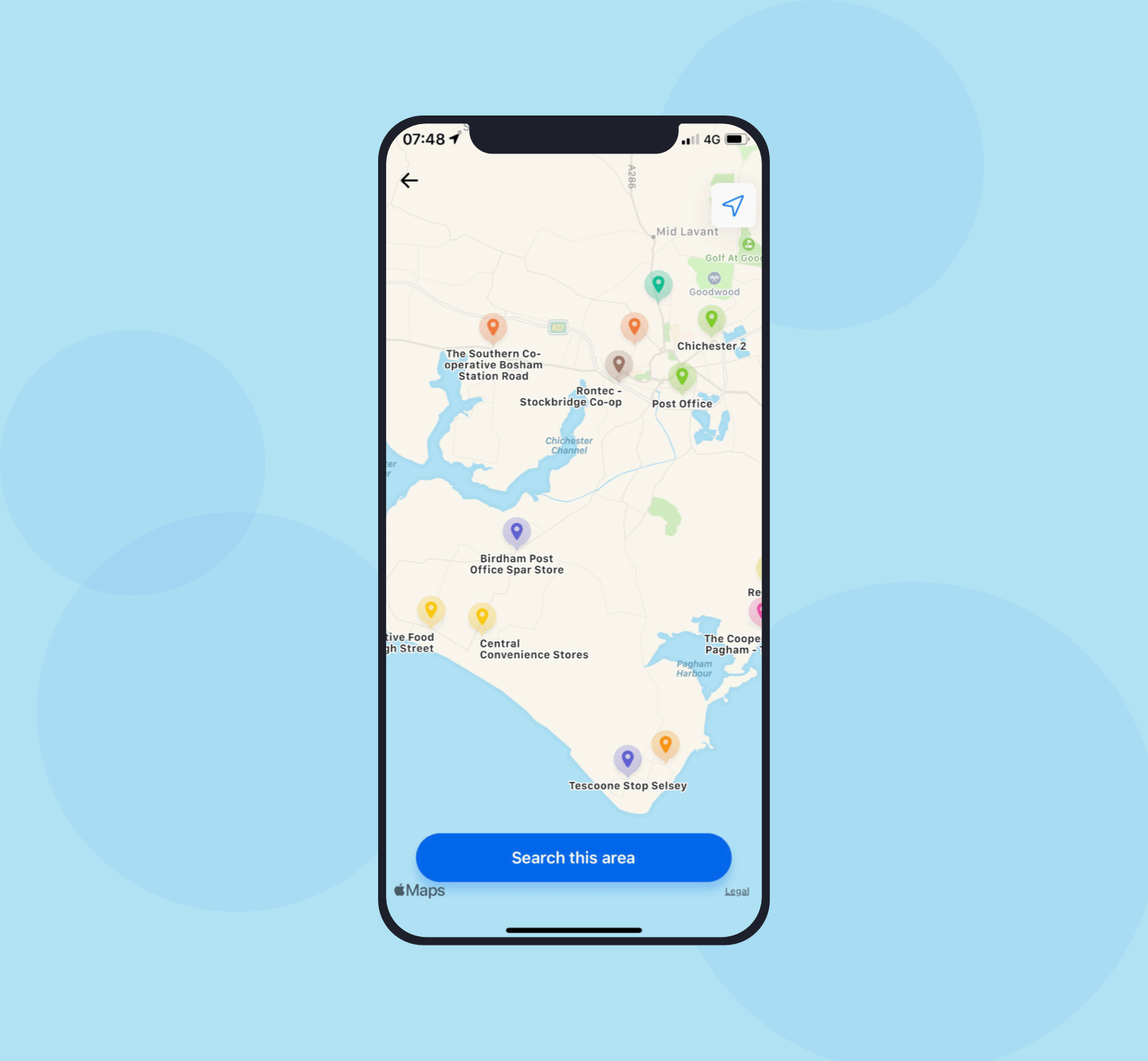 In-app map with ATM locations